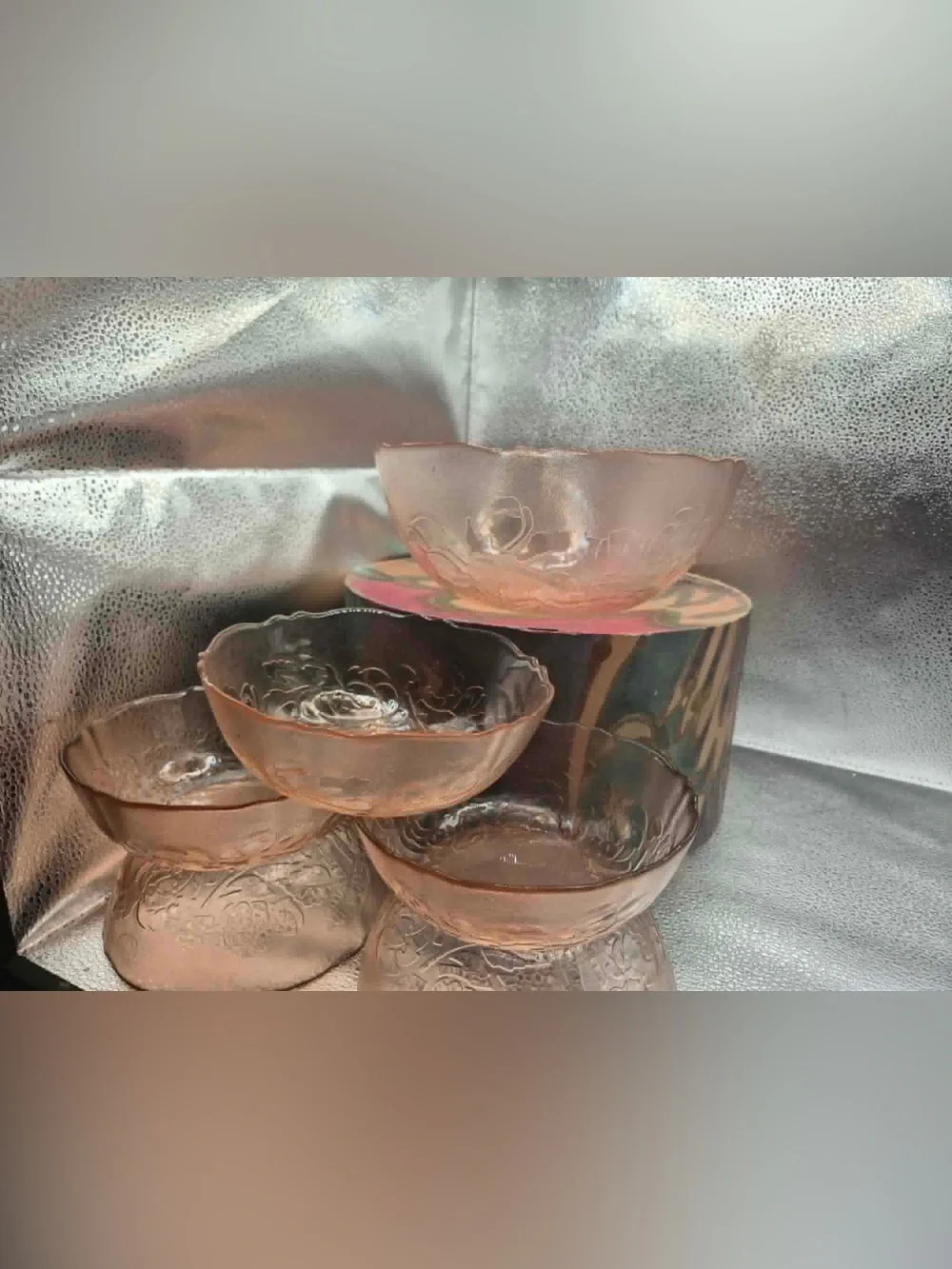 Vintage Pink French Glass Serving Bowl Set - Arcoroc ROSA Rosaline